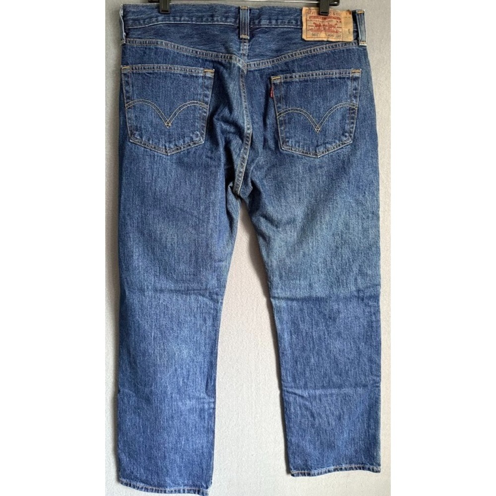 Levis 501 Jeans Men 36 X 30 Button Fly‎ Straight Blue Denim Made In Haiti - Picture 2 of 16